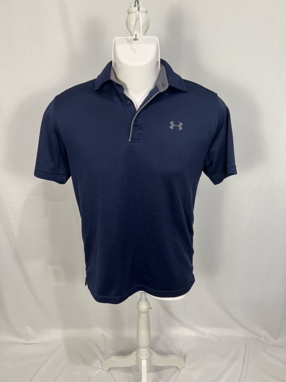 Under Armour Navy Short-Sleeve Polo with Contrast Collar